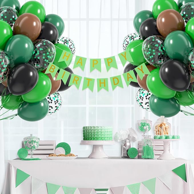 60pcs Green and Brown Balloons 12inch - Image 8