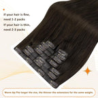 Full Shine Seamless Hair Extensions Clip in Dark Brown Clip in Hair Extensions Human Hair 18 Inch Invisible Clip ins PU Weft Remy Hair Add Volume 8 PCS 120 G