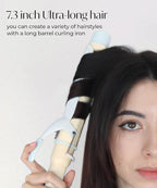 Curling Iron 1 1/2 Inch - 7.3" Long Barrel Ceramic Hair Curler for Blowout, Beach Waves - Curling Wand Designed for Long Hair - Marshmallow