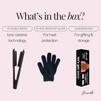 Mermade Hair Double Hair Waver Tool - Double 1" Barrel Iron for Crimp-Free Beach Waves, Hair Curler for Women, Ionic Ceramic Plates, Reduces Frizz, Suitable for Short, Medium, & Long Hair - Black