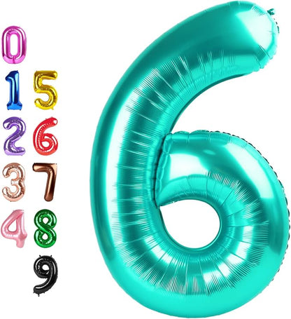 6 Balloon 40 inch Teal Blue Number Balloons by Enyeopd