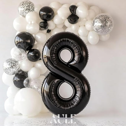 AULE 40 Inch Black Number Balloon 8 Foil 0-9 Birthday Big Numbers | Birthday - Image 2