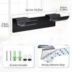 2 PCS Wall Mount Curling Iron Holder and Hair Tool Organizer with Adhesive, Multifunctional Hot Flat Iron and Hair Straightener Holder Storage Stand for Vanity, Cabinet and Wall, Black