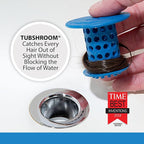 TubShroom Tub Drain Hair Catcher Strainer, Blue – Drain Protector and Hair Catcher for Bathroom Drains, Fits 1.5” – 1.75” Bathtub and Shower Tub Drains