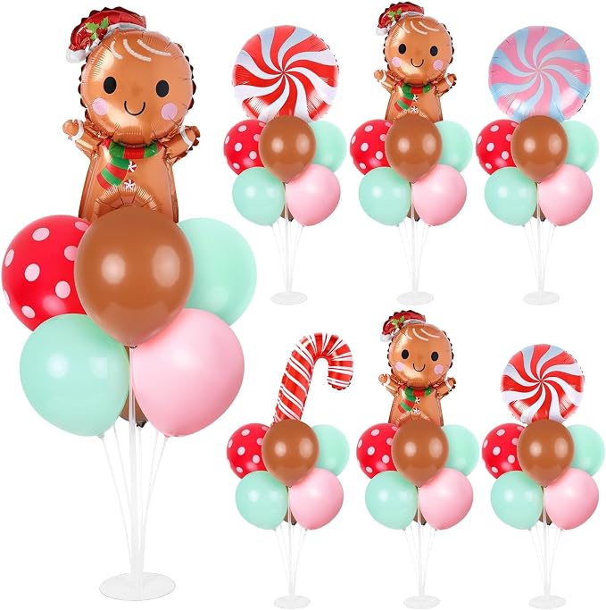 6 Sets Christmas Gingerbread Balloon Stand Kit by Unknown