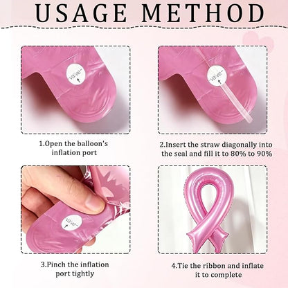 Pink Breast Cancer Awareness Ribbon Balloon Ribbon Shaped Foil Balloons | 42'' - Image 3