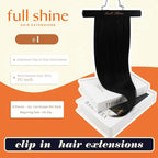 Full Shine Human Hair Clip in Extensions Black 14 Inch Seamless Hair Extensions Clip in Black Straight Invisible Human Hair Full Head Ease of Use 8 PCS 120 G