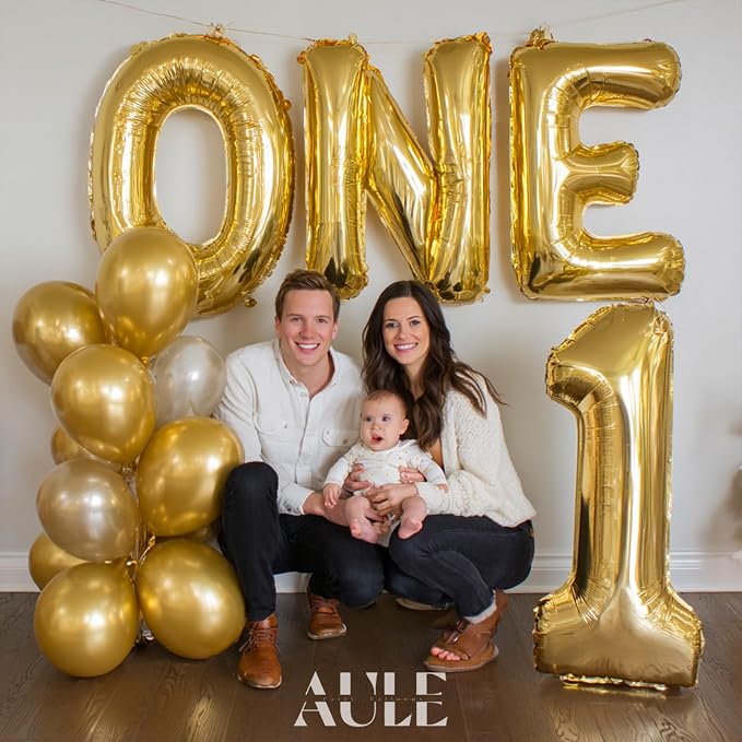 AULE 40 Inch Gold J Balloon Letter Foil A-Z Birthday Big Alphabet | Birthday - Image 5