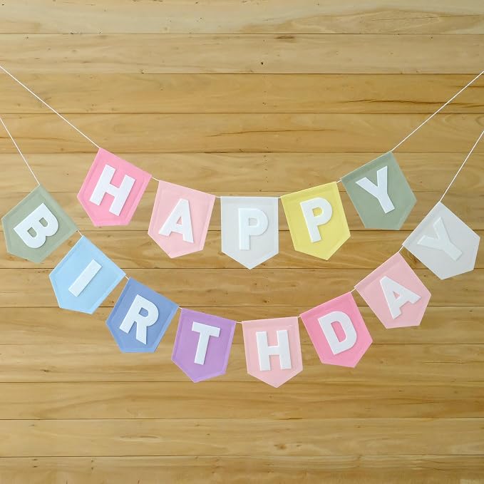 Happy Birthday Banner Felt Pastel Birthday Decorations Sign Pastel Rainbow - Image 6