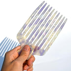 15N Professional Afro Hair Pick for Ultimate Curl Definition, Ideal for Men, Women, and Kids, Cellulose Acetate Long Tooth comb 6.3 inch(16cm)(White purple, 1 PACK)