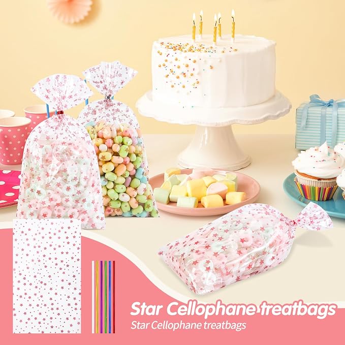 COQOFA 100 Pcs 7X12" Cello Cellophane Gift Treat Bags Party Favor bags Clear - Image 4