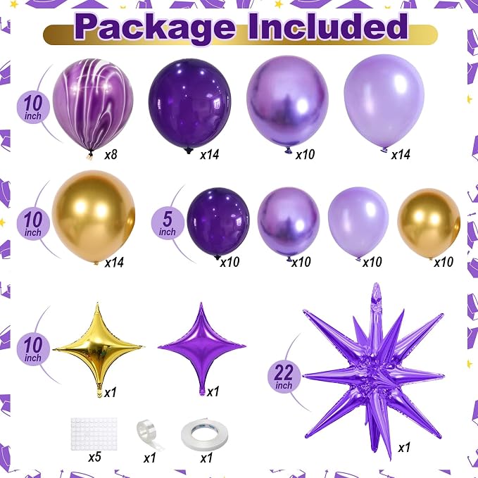 Purple Balloon Arch Kit 110PCS Dark Purple and Gold Balloon Garland - Image 2