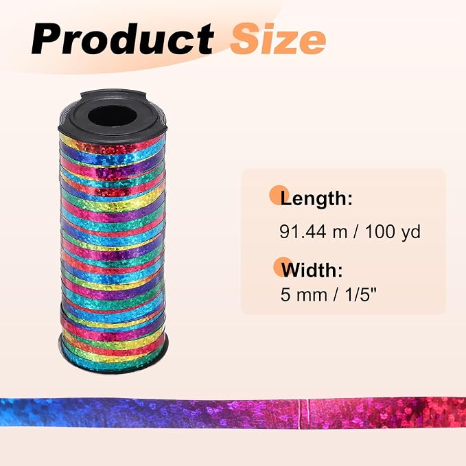 PATIKIL Glitter Curling Ribbon 100yds x 1/5" Plastic Balloon String Ribbon | - Image 2