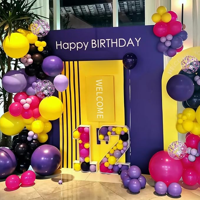 Hot Pink Purple Black Yellow Baloon Arch Kit, Kpop Music Hunter Balloons | 146 - Image 3