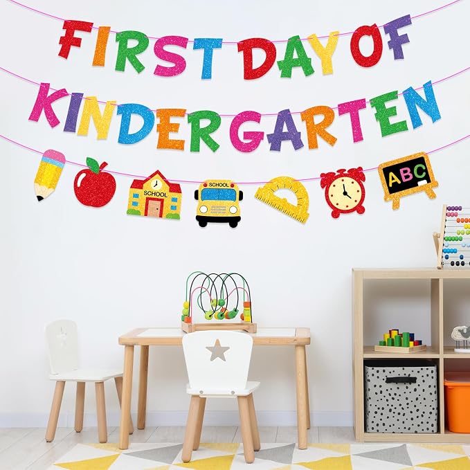 First Day Of Kindergarten Banner Decor, Back To School Kindergarten Garland - Image 2