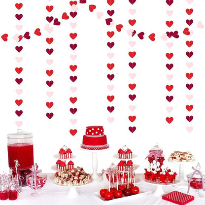 Burgundy-Red Light-Pink Valentines Party-Decorations Heart-Garland - 52ft - Image 5