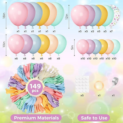 Ouddy Party 149Pcs Pastel Rainbow Balloon Garland Kit 18 12 10 5Inch | - Image 3