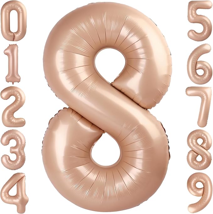 40 Inch Caramel Foil Number 8 Balloon by TNCDJKPA