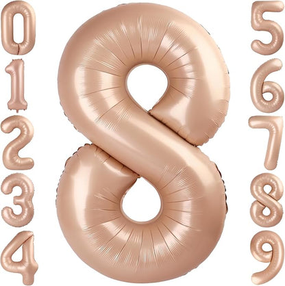 40 Inch Caramel Foil Number 8 Balloon by TNCDJKPA