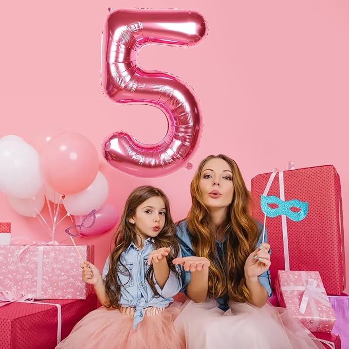 40 Inch Giant Hot Pink Number Balloon, Mylar Foil Helium Hot Pink Balloons - Image 2