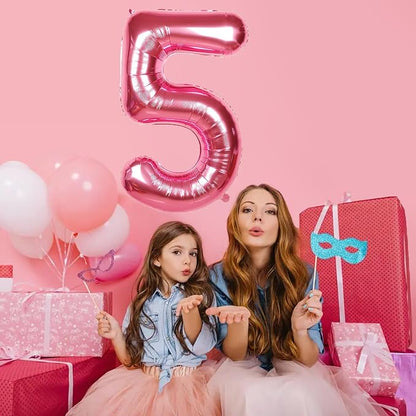 40 Inch Giant Hot Pink Number Balloon, Mylar Foil Helium Hot Pink Balloons - Image 2