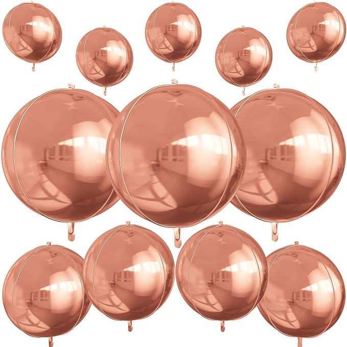 12Pcs Rose Gold Round Foil Balloons, Metallic Rose Foil Balloon by vibzox