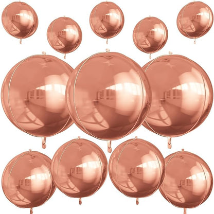 12Pcs Rose Gold Round Foil Balloons, Metallic Rose Foil Balloon by vibzox