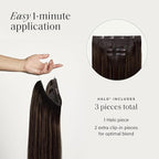 Luxy 100% Remy Human Hair – Halo Clip-In Hair Extensions –Natural Looking Volume & Length - One-Piece - Easy 5-Min Application 150 grams 12" Dimensional Rooted Honey Espresso