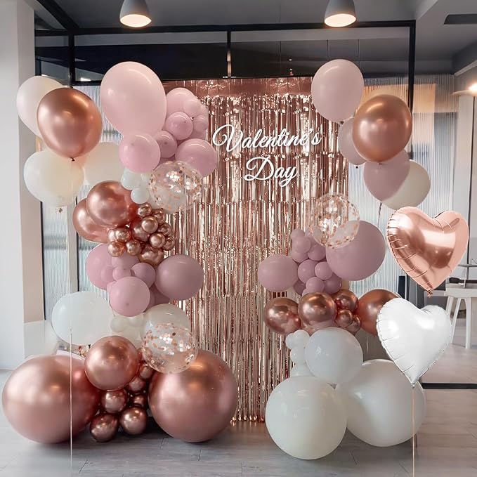 157PCS Rose Gold Dusty Pink and White Balloons - Image 6