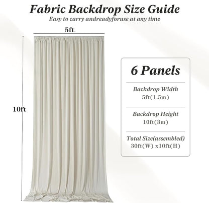 30 ft x 10 ft Wrinkle Free Beige Backdrop Curtain - Image 7