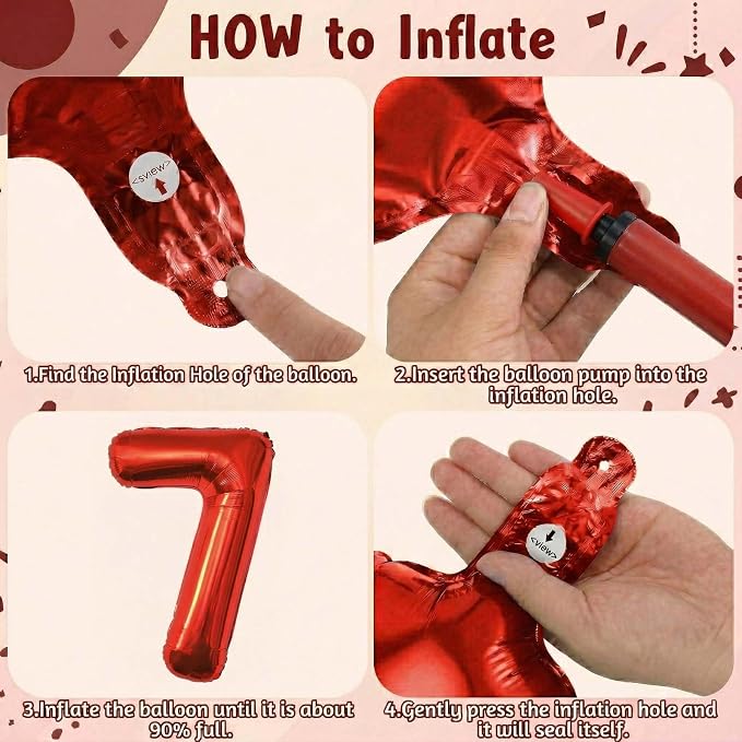 Red Number 7 Balloon 40 Inch, Foil Numeral - Image 5
