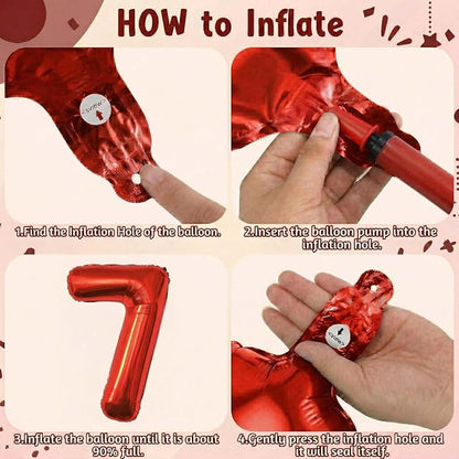 Red Number 7 Balloon 40 Inch, Foil Numeral - Image 5