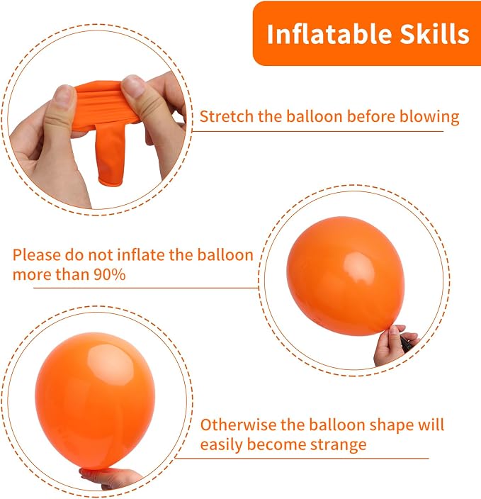 RUBFAC Orange Balloons Arch Kit Different Sizes 18/12/10/5 Inch 129pcs | Burnt - Image 3