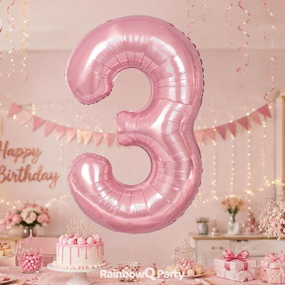 RainbowQ Pink 3 Balloon Number 40 Inch 0-40 Foil Large Balloons | Big Mylar 3 - Image 2