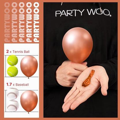 PartyWoo Rose Gold Balloons 50pcs Metallic Chrome Rose Gold Color | 5 Inch - Image 3
