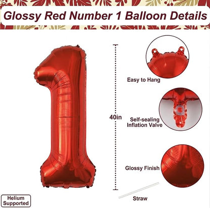 Red Number 1 Balloon 40 Inch, Foil Numeral - Image 4