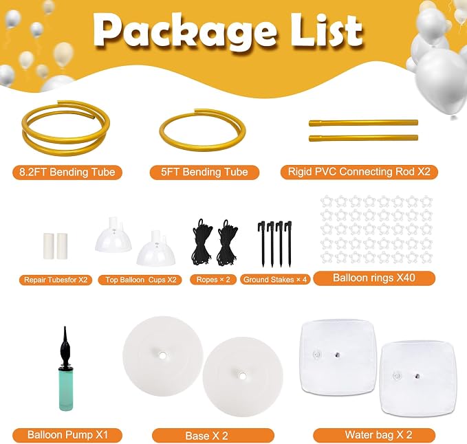 AerWo Balloon Arch Kit 9.35FT & 6FT, Free Bending Half Balloon Arch Stand - Image 3