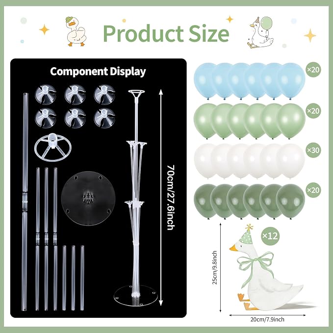 12 Sets One Silly Goose 1st Birthday Decoration Goose Balloon Stand Kit Baby - Image 2
