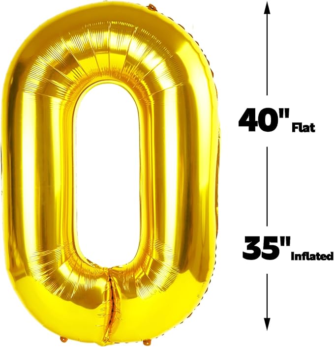 Gold Number 0 Balloon 40 inch, Balloon numbers party supplies, deco photo shoot - Image 2