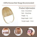 Clip In Bangs- Real Human Hair Ash Blonde Clip On Bangs Air Bangs For Women Clips Wispy Bangs Fringe With Temples Hairpieces Curved Bangs For Daily Wear