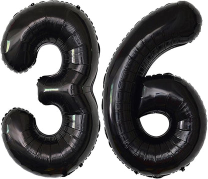 36 Balloon Numbers Black Happy 36th Birthday Balloons Decoraions by COLORFULELVES