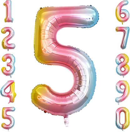 Rainbow Ombre Number 5 Balloon 40 Inch, Pastel Foil by Unknown