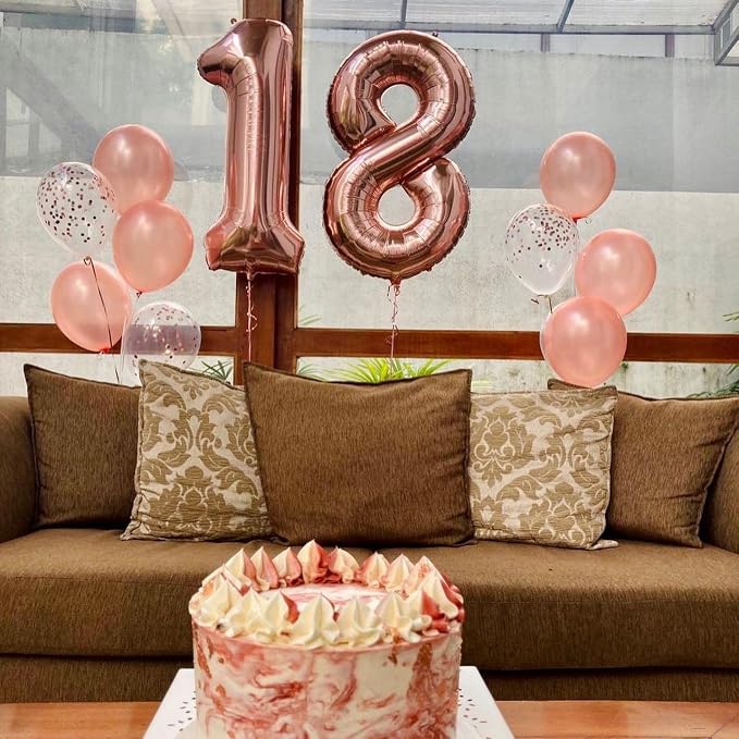 40 Inch Rose Gold 18 Number Balloons Giant 18 Balloons Rose Gold Birthday 18 - Image 4