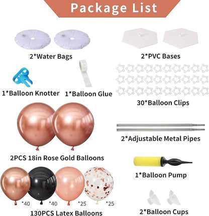 Rose Gold and Black Balloon Column Stand Kit Set of 2 - Image 3