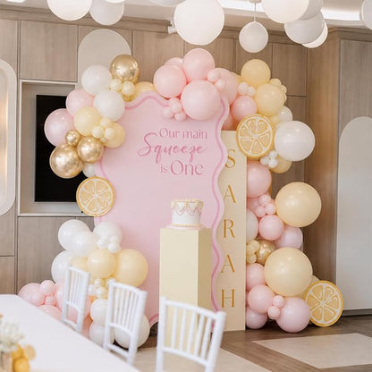 HILAVO Pink and Yellow Balloons 12 Inch Pastel Light Pink Yellow Gold White - Image 3