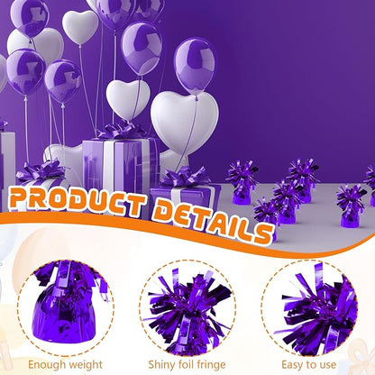6 Pack Purple Balloon Weights Metallic Holder Anchors Balloon Holder Weights - Image 3