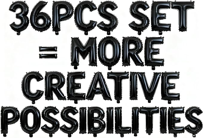 36 Pcs Black Letter Balloons, Custom A-Z Set by GOGAKIE