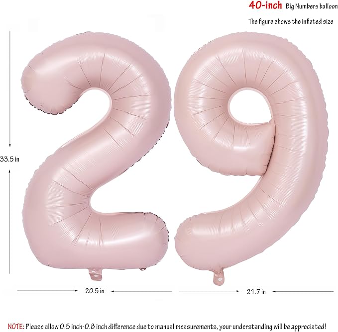 40 In Matte Pink Number Balloons Helium Foil Mylar Balloon Party Digital 29 | - Image 2