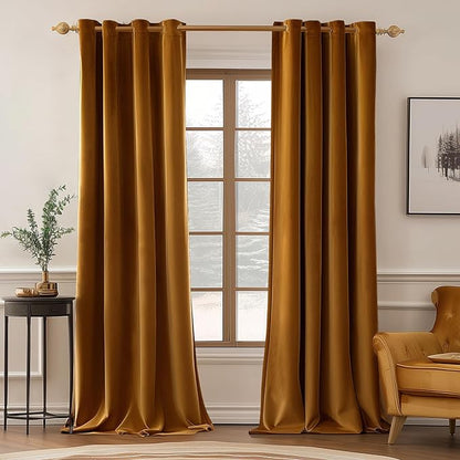 MIULEE Velvet Curtains Golden Brown 52 x 108 Inch Length Set of 2 | Extra Long by MIULEE
