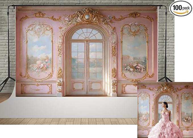 Kate 10x6.5ft Luxury European Style Castles Arch Photography Backdrops Pink by KateBackdropforPhotography
